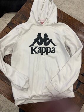 Kappa White Hoodie with Black Logo Silhouette